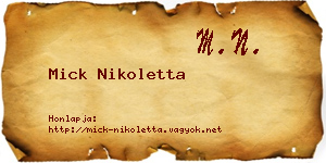 Mick Nikoletta névjegykártya